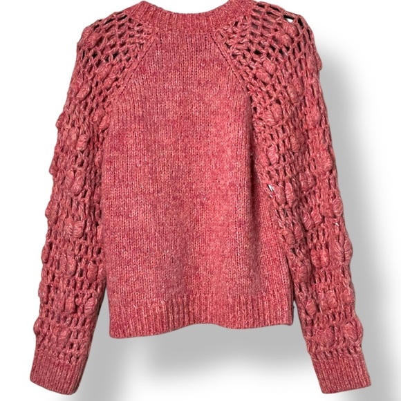 AMO Baby Alpaca Merino Wool Blend ‘JANE” Raglan Crochet Pullover Sweater M NWT - Picture 4 of 12